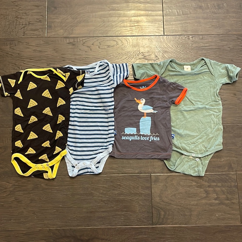 Kickee Pants Kate Quinn bundle of 4 bodysuits shirt size 6-12 months infant